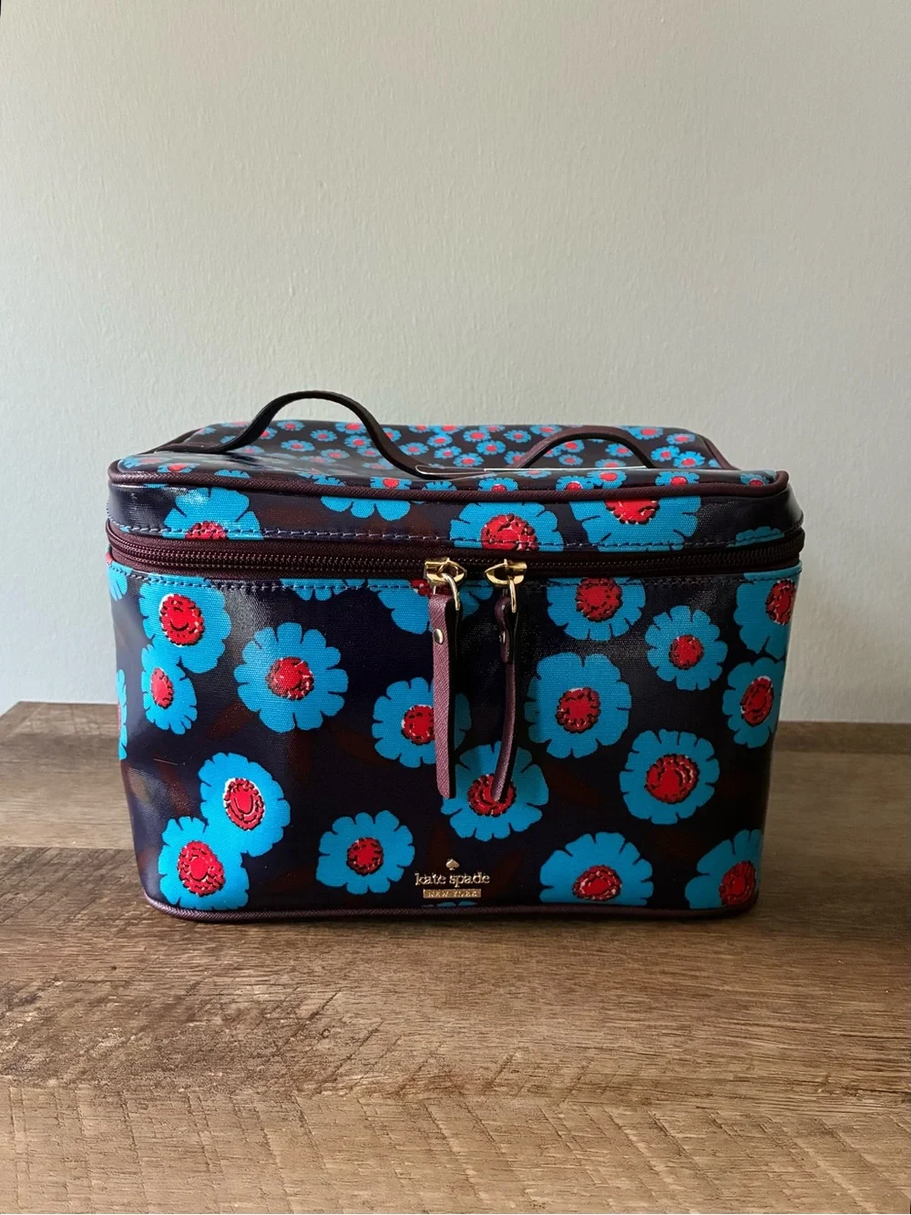 Kate Spade Natalie Cosmetic Case & Pouch Two Piece Set, Peacock Tangier Floral